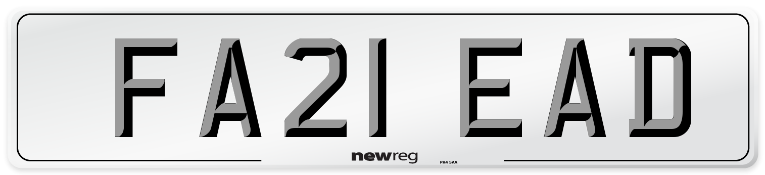 FA21 EAD Number Plate from New Reg